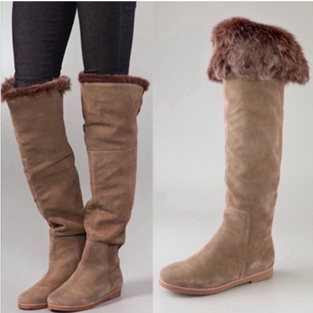 Sam Edelman | S-Orlando Knee High Faux Fur Suede Leather‎ Boots 7